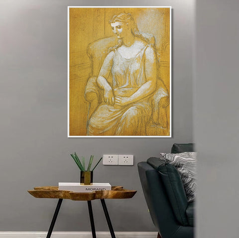 INVIN ART Framed Canvas Giclee Print Art 1923 Femme assise dans un fauteuil1 by Pablo Picasso Wall Art Living Room Home Office Decorations