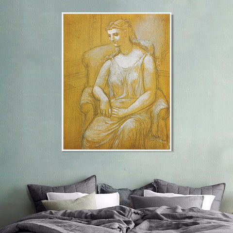 INVIN ART Framed Canvas Giclee Print Art 1923 Femme assise dans un fauteuil1 by Pablo Picasso Wall Art Living Room Home Office Decorations