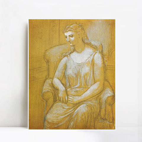 INVIN ART Framed Canvas Giclee Print Art 1923 Femme assise dans un fauteuil1 by Pablo Picasso Wall Art Living Room Home Office Decorations