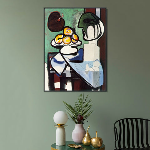 INVIN ART Framed Canvas Giclee Print Art 1932 Nature morte- Buste, coupe et palette by Pablo Picasso Wall Art Living Room Home Office Decorations