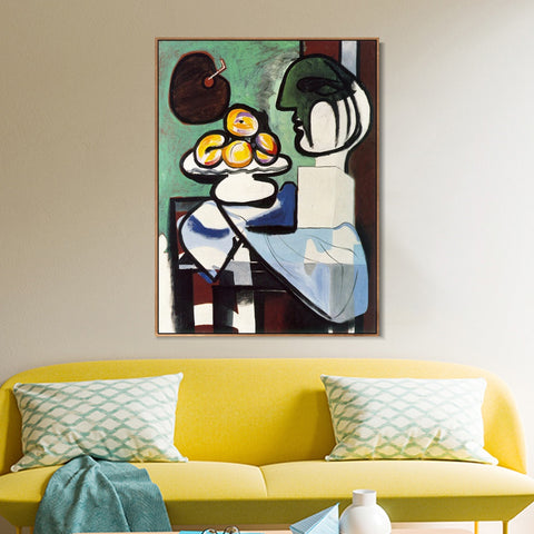INVIN ART Framed Canvas Giclee Print Art 1932 Nature morte- Buste, coupe et palette by Pablo Picasso Wall Art Living Room Home Office Decorations
