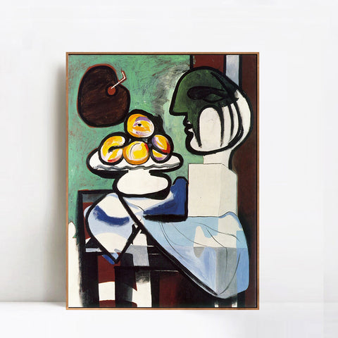 INVIN ART Framed Canvas Giclee Print Art 1932 Nature morte- Buste, coupe et palette by Pablo Picasso Wall Art Living Room Home Office Decorations