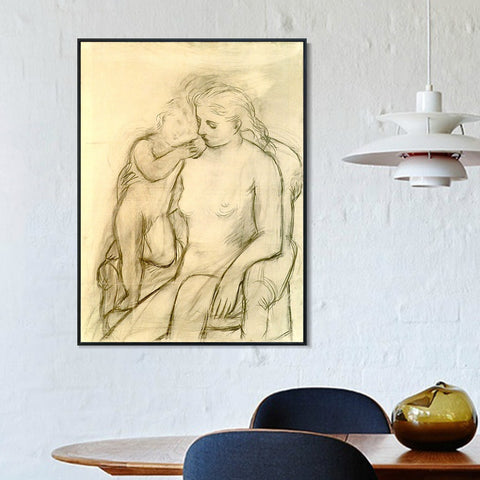INVIN ART Framed Canvas Giclee Print Art 1923 Woman and child by Pablo Picasso Wall Art Living Room Home Office Decorations