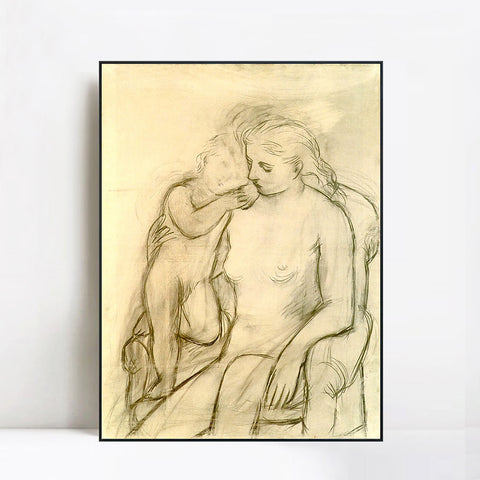 INVIN ART Framed Canvas Giclee Print Art 1923 Woman and child by Pablo Picasso Wall Art Living Room Home Office Decorations