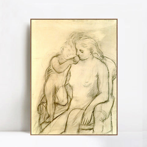 INVIN ART Framed Canvas Giclee Print Art 1923 Woman and child by Pablo Picasso Wall Art Living Room Home Office Decorations