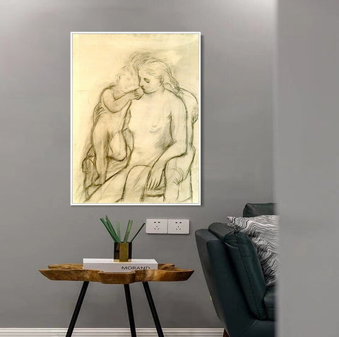 INVIN ART Framed Canvas Giclee Print Art 1923 Woman and child by Pablo Picasso Wall Art Living Room Home Office Decorations