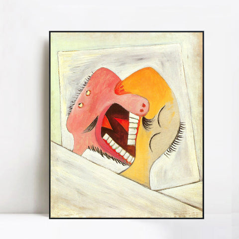 INVIN ART Framed Canvas Giclee Print Art 1931 The Kiss by Pablo Picasso Wall Art Living Room Home Office Decorations