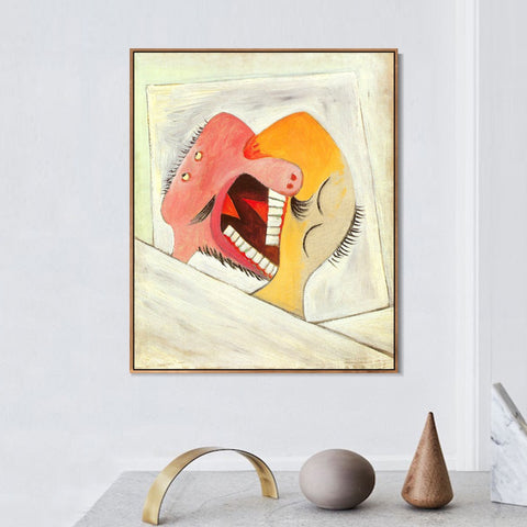 INVIN ART Framed Canvas Giclee Print Art 1931 The Kiss by Pablo Picasso Wall Art Living Room Home Office Decorations