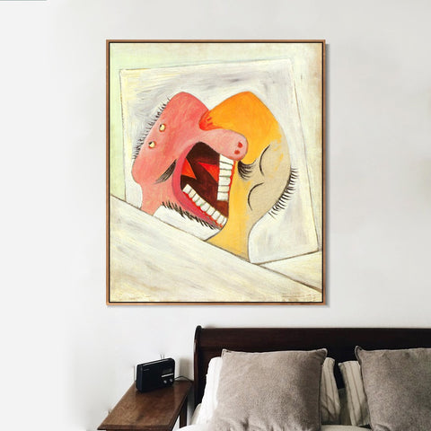 INVIN ART Framed Canvas Giclee Print Art 1931 The Kiss by Pablo Picasso Wall Art Living Room Home Office Decorations