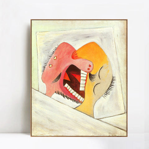 INVIN ART Framed Canvas Giclee Print Art 1931 The Kiss by Pablo Picasso Wall Art Living Room Home Office Decorations