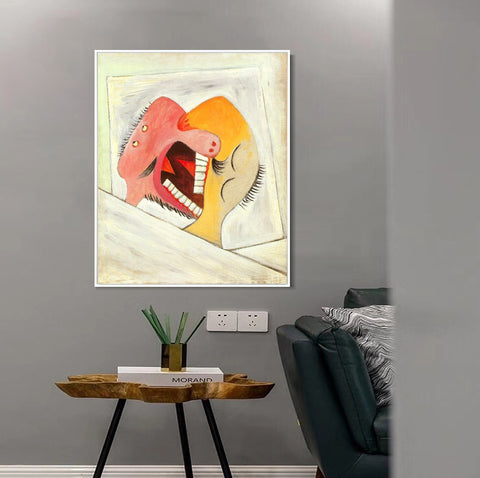 INVIN ART Framed Canvas Giclee Print Art 1931 The Kiss by Pablo Picasso Wall Art Living Room Home Office Decorations