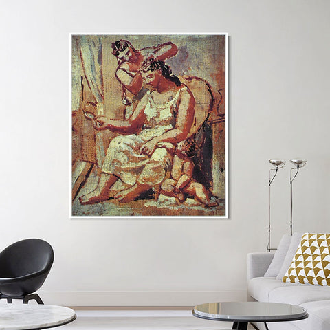 INVIN ART Framed Canvas Giclee Print Art 1922 La coiffure by Pablo Picasso Wall Art Living Room Home Office Decorations