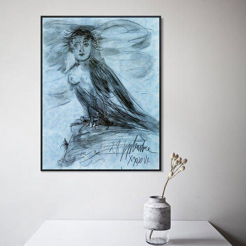 INVIN ART Framed Canvas Giclee Print Art 1936 Dora Maar en forme d'oiseau by Pablo Picasso Wall Art Living Room Home Office Decorations
