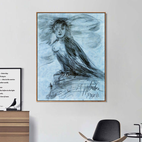 INVIN ART Framed Canvas Giclee Print Art 1936 Dora Maar en forme d'oiseau by Pablo Picasso Wall Art Living Room Home Office Decorations
