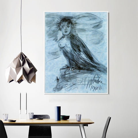 INVIN ART Framed Canvas Giclee Print Art 1936 Dora Maar en forme d'oiseau by Pablo Picasso Wall Art Living Room Home Office Decorations