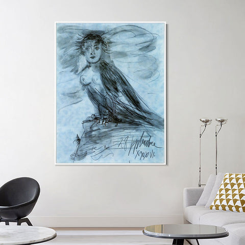 INVIN ART Framed Canvas Giclee Print Art 1936 Dora Maar en forme d'oiseau by Pablo Picasso Wall Art Living Room Home Office Decorations