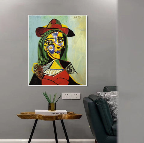 INVIN ART Framed Canvas Giclee Print Art 1937 Femme au chapeau et col en fourrure by Pablo Picasso Wall Art Living Room Home Office Decorations