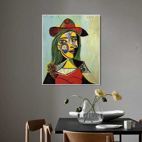 INVIN ART Framed Canvas Giclee Print Art 1937 Femme au chapeau et col en fourrure by Pablo Picasso Wall Art Living Room Home Office Decorations
