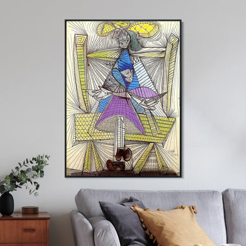INVIN ART Framed Canvas Giclee Print Art 1938 Femme assise (Dora Maar) by Pablo Picasso Wall Art Living Room Home Office Decorations