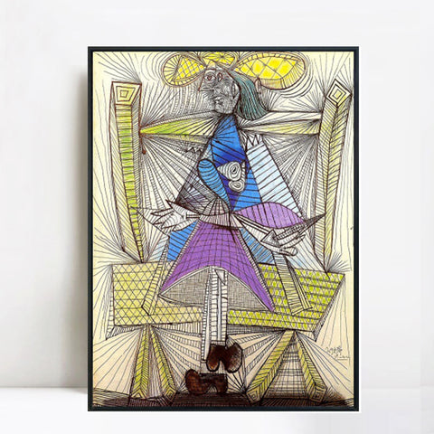 INVIN ART Framed Canvas Giclee Print Art 1938 Femme assise (Dora Maar) by Pablo Picasso Wall Art Living Room Home Office Decorations