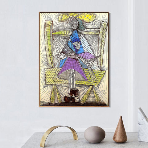 INVIN ART Framed Canvas Giclee Print Art 1938 Femme assise (Dora Maar) by Pablo Picasso Wall Art Living Room Home Office Decorations