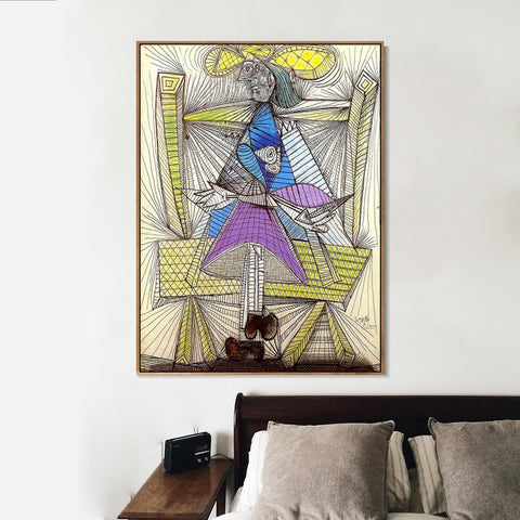 INVIN ART Framed Canvas Giclee Print Art 1938 Femme assise (Dora Maar) by Pablo Picasso Wall Art Living Room Home Office Decorations