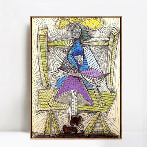 INVIN ART Framed Canvas Giclee Print Art 1938 Femme assise (Dora Maar) by Pablo Picasso Wall Art Living Room Home Office Decorations