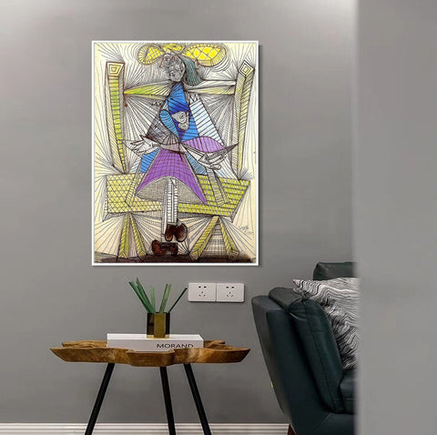 INVIN ART Framed Canvas Giclee Print Art 1938 Femme assise (Dora Maar) by Pablo Picasso Wall Art Living Room Home Office Decorations