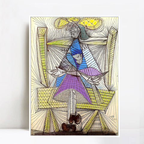 INVIN ART Framed Canvas Giclee Print Art 1938 Femme assise (Dora Maar) by Pablo Picasso Wall Art Living Room Home Office Decorations