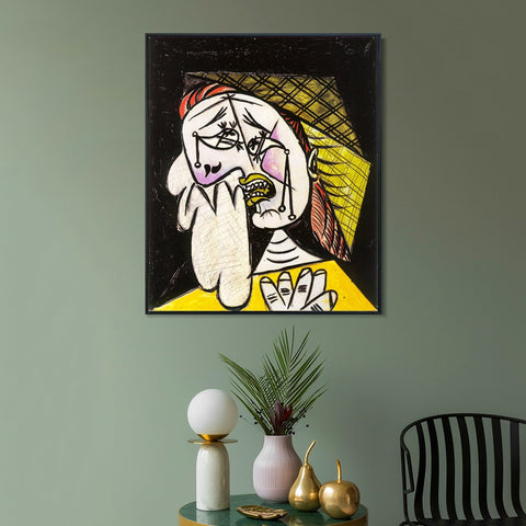 INVIN ART Framed Canvas Giclee Print Art 1937 La femme qui pleure au foulard 4 by Pablo Picasso Wall Art Living Room Home Office Decorations