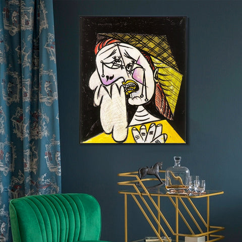 INVIN ART Framed Canvas Giclee Print Art 1937 La femme qui pleure au foulard 4 by Pablo Picasso Wall Art Living Room Home Office Decorations