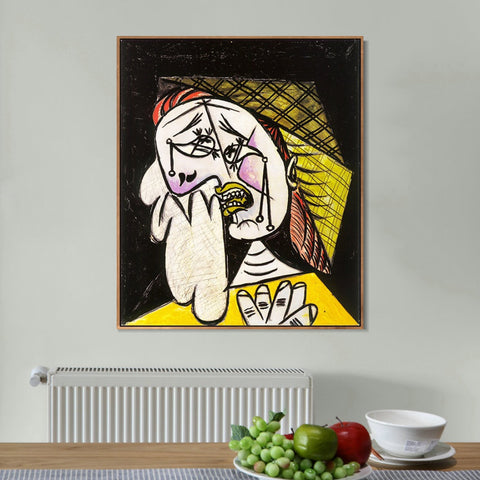 INVIN ART Framed Canvas Giclee Print Art 1937 La femme qui pleure au foulard 4 by Pablo Picasso Wall Art Living Room Home Office Decorations