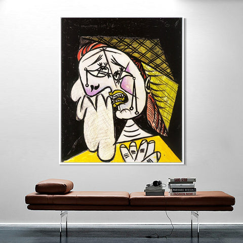 INVIN ART Framed Canvas Giclee Print Art 1937 La femme qui pleure au foulard 4 by Pablo Picasso Wall Art Living Room Home Office Decorations