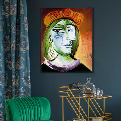 INVIN ART Framed Canvas Giclee Print Art 1938 Portrait de femme by Pablo Picasso Wall Art Living Room Home Office Decorations