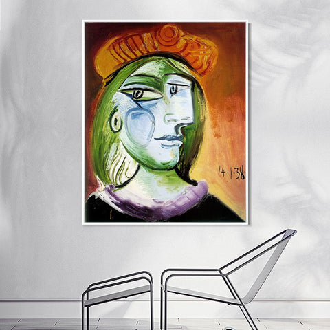 INVIN ART Framed Canvas Giclee Print Art 1938 Portrait de femme by Pablo Picasso Wall Art Living Room Home Office Decorations