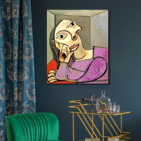 INVIN ART Framed Canvas Giclee Print Art 1939 Femme accoud??e by Pablo Picasso Wall Art Living Room Home Office Decorations