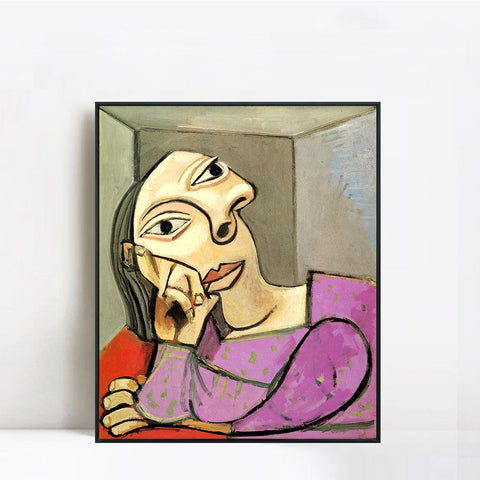 INVIN ART Framed Canvas Giclee Print Art 1939 Femme accoud??e by Pablo Picasso Wall Art Living Room Home Office Decorations