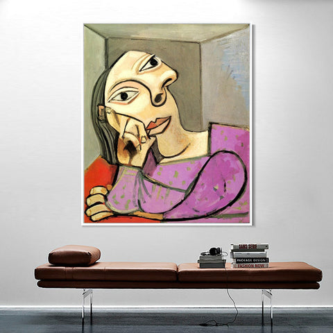 INVIN ART Framed Canvas Giclee Print Art 1939 Femme accoud??e by Pablo Picasso Wall Art Living Room Home Office Decorations