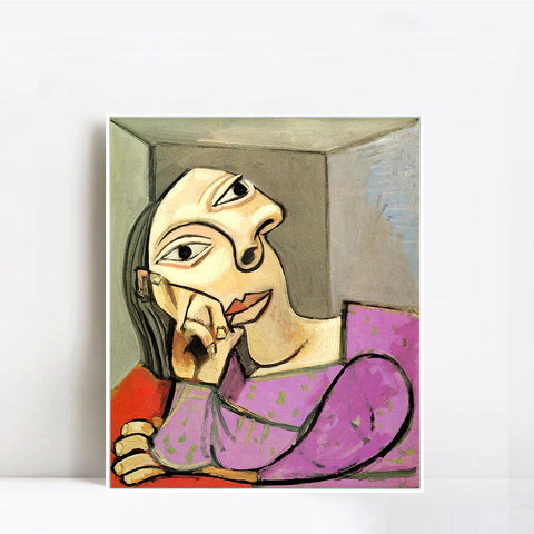 INVIN ART Framed Canvas Giclee Print Art 1939 Femme accoud??e by Pablo Picasso Wall Art Living Room Home Office Decorations