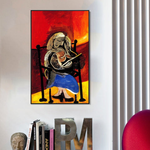 INVIN ART Framed Canvas Giclee Print Art 1939 Femme lisant by Pablo Picasso Wall Art Living Room Home Office Decorations