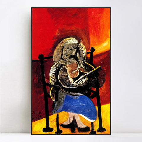 INVIN ART Framed Canvas Giclee Print Art 1939 Femme lisant by Pablo Picasso Wall Art Living Room Home Office Decorations