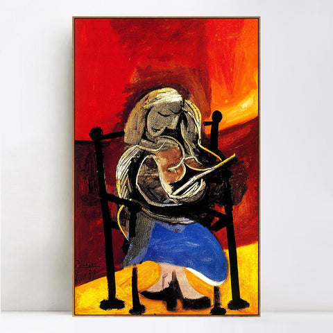 INVIN ART Framed Canvas Giclee Print Art 1939 Femme lisant by Pablo Picasso Wall Art Living Room Home Office Decorations