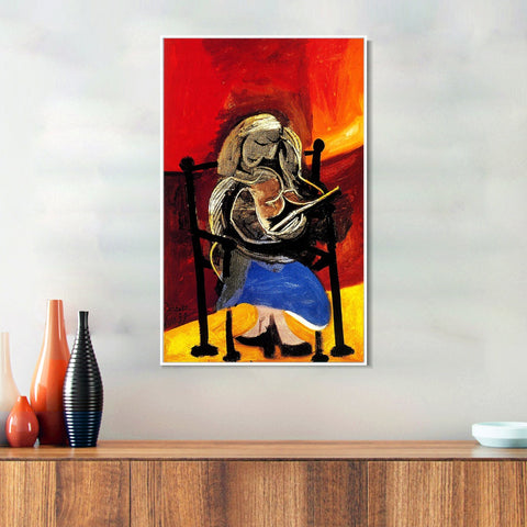 INVIN ART Framed Canvas Giclee Print Art 1939 Femme lisant by Pablo Picasso Wall Art Living Room Home Office Decorations