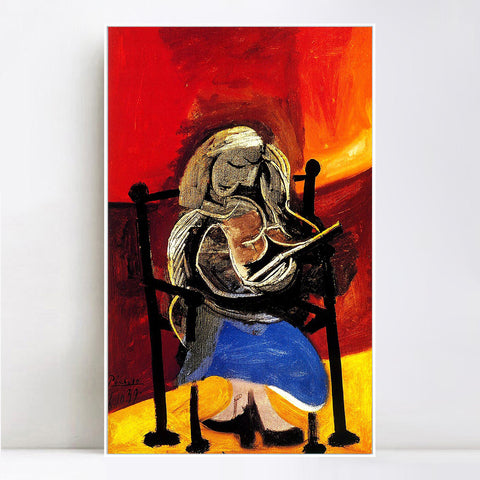 INVIN ART Framed Canvas Giclee Print Art 1939 Femme lisant by Pablo Picasso Wall Art Living Room Home Office Decorations