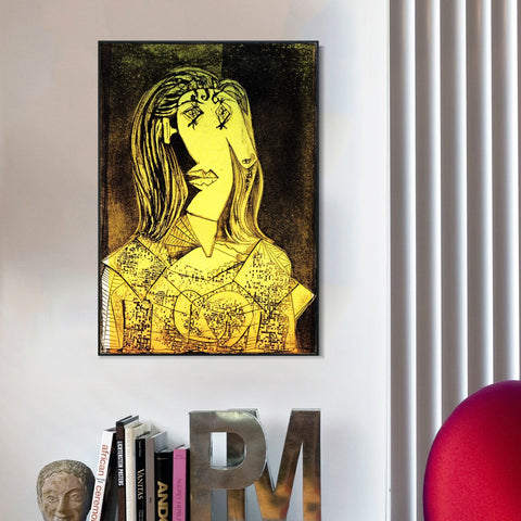 INVIN ART Framed Canvas Giclee Print Art 1938 Buste de femme _la chaise IX by Pablo Picasso Wall Art Living Room Home Office Decorations