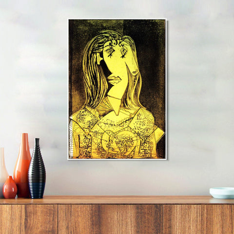 INVIN ART Framed Canvas Giclee Print Art 1938 Buste de femme _la chaise IX by Pablo Picasso Wall Art Living Room Home Office Decorations