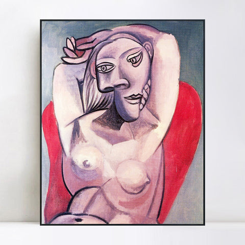 INVIN ART Framed Canvas Giclee Print Art 1939 Femme dans un fauteuil rouge by Pablo Picasso Wall Art Living Room Home Office Decorations