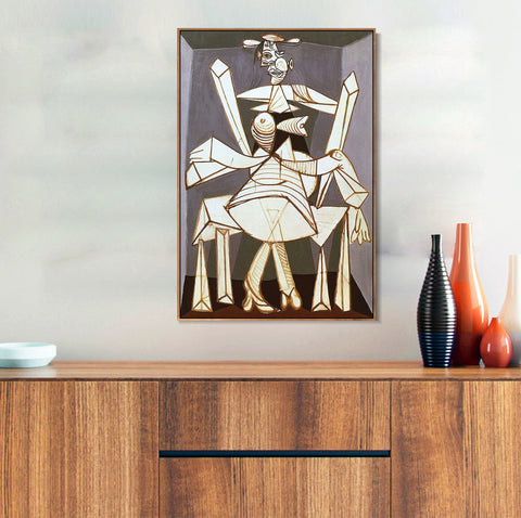 INVIN ART Framed Canvas Giclee Print Art 1938 Femme assise dans un fauteuil (Dora) by Pablo Picasso Wall Art Living Room Home Office Decorations