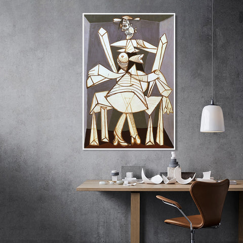 INVIN ART Framed Canvas Giclee Print Art 1938 Femme assise dans un fauteuil (Dora) by Pablo Picasso Wall Art Living Room Home Office Decorations