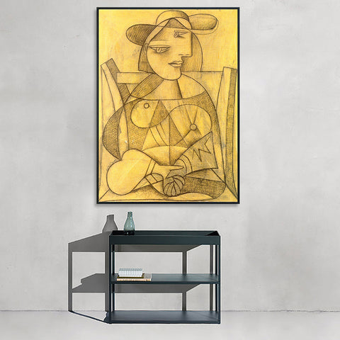 INVIN ART Framed Canvas Giclee Print Art 1938 Femme aux mains jointes by Pablo Picasso Wall Art Living Room Home Office Decorations